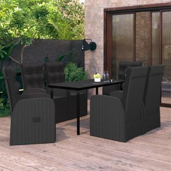ARDEBO.de - 7-tlg. Garten-Essgruppe mit Kissen Schwarz