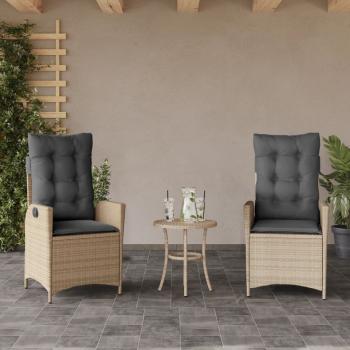 ARDEBO.de - Gartensessel Kissen 2Stk. Verstellbar Beigemischung Poly Rattan