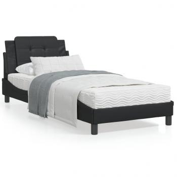ARDEBO.de - Bettgestell mit LED Schwarz 80x200 cm Kunstleder