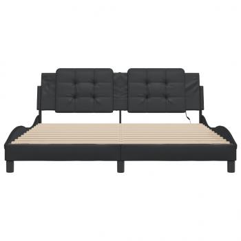 Bettgestell mit LED Schwarz 180x200 cm Kunstleder