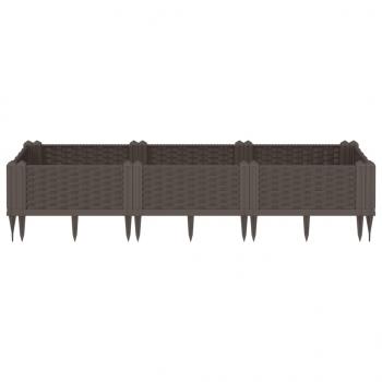 Pflanzkasten mit Erdspießen Braun 125x40x28,5 cm PP