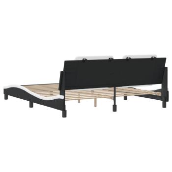 Bettgestell mit Kopfteil Schwarz und Weiß 180x200 cm Kunstleder