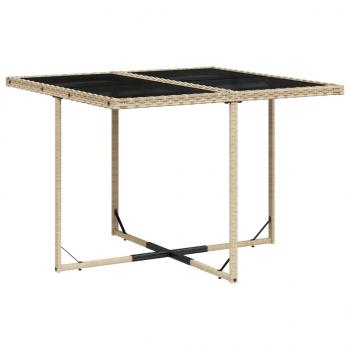 ARDEBO.de - 9-tlg. Garten-Essgruppe mit Kissen Beige Poly Rattan