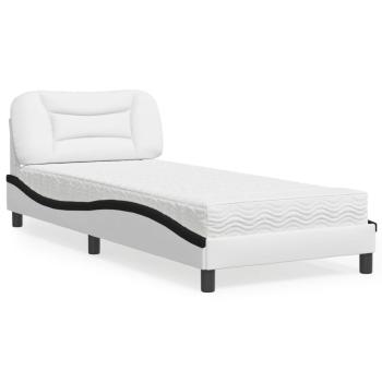 ARDEBO.de - Bett mit Matratze Weiß und Schwarz 80x200 cm Kunstleder