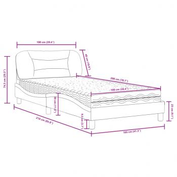 Bett mit Matratze Grau 100x200 cm Kunstleder
