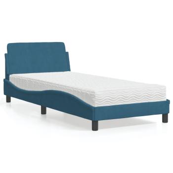 ARDEBO.de - Bett mit Matratze Blau 80x200 cm Samt