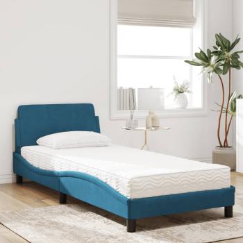 Bett mit Matratze Blau 80x200 cm Samt