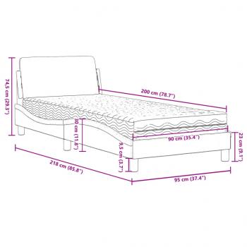 Bett mit Matratze Dunkelbraun 90x200 cm Stoff