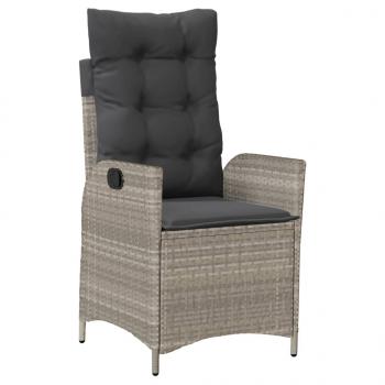 5-tlg. Garten-Essgruppe mit Kissen Hellgrau Poly Rattan
