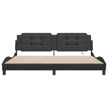 Bettgestell mit LED Schwarz 200x200 cm Kunstleder