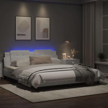 Bettgestell mit LED Schwarz und Weiß 180x200 cm Kunstleder