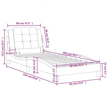 Bettgestell mit Kopfteil Cappuccino-Braun 80x200 cm Kunstleder