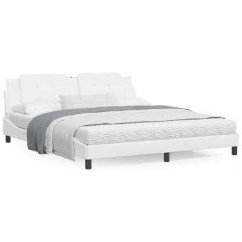 ARDEBO.de - Bett mit Matratze Weiß 180x200 cm Kunstleder