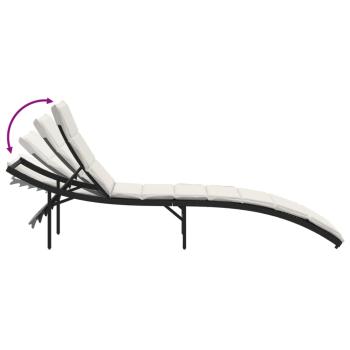 Sonnenliege mit Kissen Schwarz 55x199x50 cm Poly Rattan