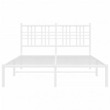 Bettgestell mit Kopfteil Metall Weiß 135x190 cm