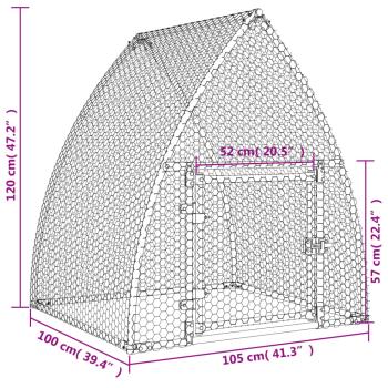 Hühnerkäfig Silbern 100x105x120 cm Verzinkter Stahl