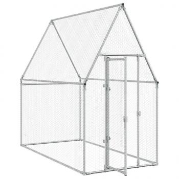 Hühnerkäfig Silbern 200x100x190 cm Verzinkter Stahl