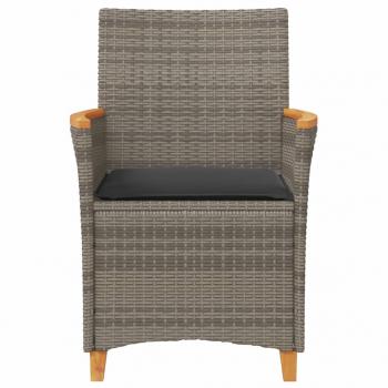 Gartenstühle mit Kissen 2 Stk. Grau Poly Rattan Massivholz