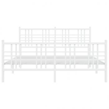 Bettgestell mit Kopf- und Fußteil Metall Weiß 150x200 cm