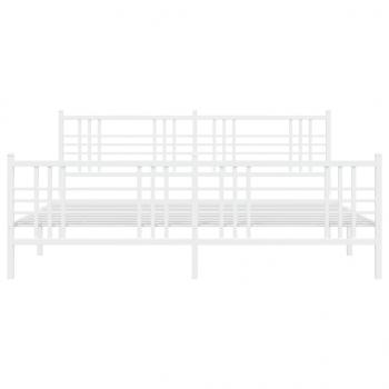 Bettgestell mit Kopf- und Fußteil Metall Weiß 200x200 cm