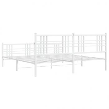 Bettgestell mit Kopf- und Fußteil Metall Weiß 200x200 cm