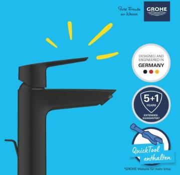 GROHE Start Einhebel Waschtischarmatur, Quickfix, M-Size, mattschwarz (234552432)
