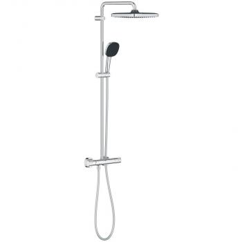 ARDEBO.de GROHE Vitalio Comfort 250 Duschsystem, Quickfix, mit Thermostatbatterie für die Wandmontage, chrom (26696001)