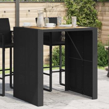 ARDEBO.de - Gartentisch mit Holzplatte Schwarz 105x80x110 cm Poly Rattan