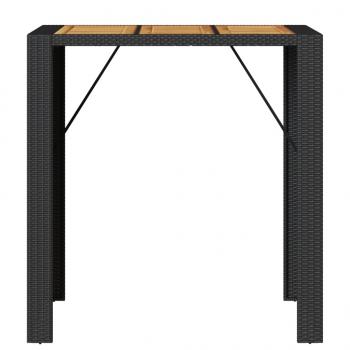 Gartentisch mit Holzplatte Schwarz 105x80x110 cm Poly Rattan