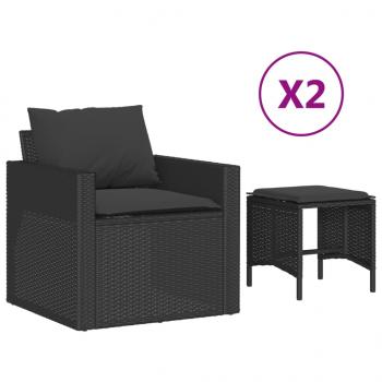 4-tlg. Garten-Sofagarnitur mit Kissen Schwarz Poly Rattan