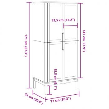 Kleiderschrank FLORO Wachsbraun 77x53x171 cm Massivholz Kiefer
