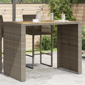 ARDEBO.de - Gartentisch mit Holzplatte Grau 145x80x110 cm Poly Rattan