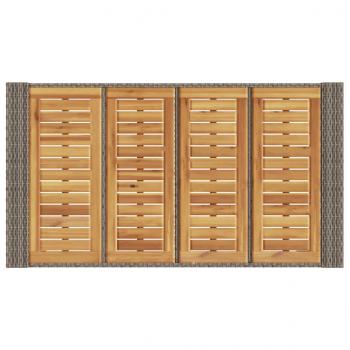 Gartentisch mit Holzplatte Grau 145x80x110 cm Poly Rattan