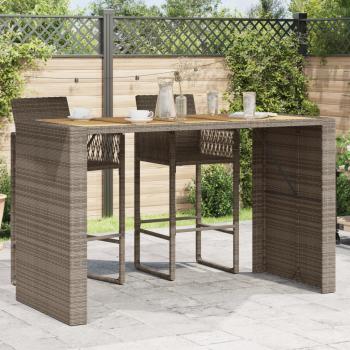 ARDEBO.de - Gartentisch mit Holzplatte Grau 185x80x110 cm Poly Rattan
