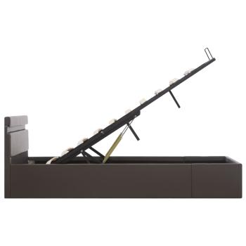 Bett mit Bettkasten Hydraulisch LED Grau Kunstleder 140x200 cm