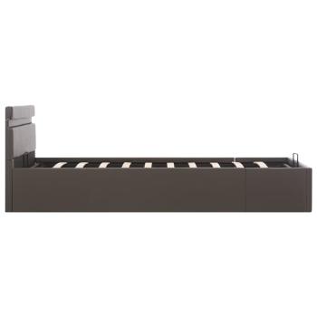 Bett mit Bettkasten Hydraulisch LED Grau Kunstleder 140x200 cm