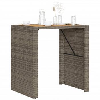 Gartentisch mit Holzplatte Grau 105x80x110 cm Poly Rattan