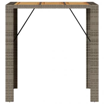 Gartentisch mit Holzplatte Grau 105x80x110 cm Poly Rattan