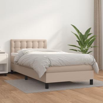 ARDEBO.de - Boxspringbett mit Matratze Cappuccino-Braun 90x190cm Kunstleder