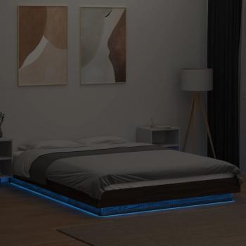 Bettgestell mit LED Braun Eichen-Optik 140x190 cm Holzwerkstoff