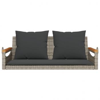 Hängebank mit Kissen Grau 109x62x40 cm Poly Rattan