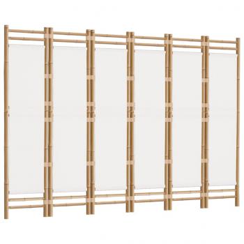 6-tlg. Paravent Faltbar 240 cm Bambus und Canvas