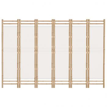 6-tlg. Paravent Faltbar 240 cm Bambus und Canvas