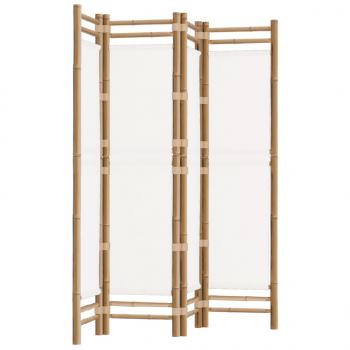 4-tlg. Paravent Faltbar 160 cm Bambus und Canvas