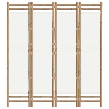4-tlg. Paravent Faltbar 160 cm Bambus und Canvas
