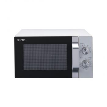 ARDEBO.de Sharp R204WA Mikrowelle 20 Liter Garraum, 800 Watt, Glasdrehteller(24,5cm), 2 Drehknopf Bedienung, weiß
