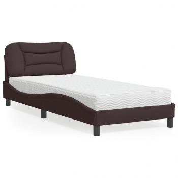 ARDEBO.de - Bett mit Matratze Dunkelbraun 90x200 cm Stoff