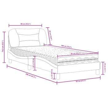 Bett mit Matratze Dunkelbraun 90x190 cm Stoff