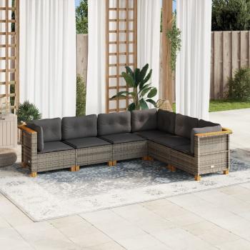 ARDEBO.de - 6-tlg. Garten-Sofagarnitur mit Kissen Grau Poly Rattan