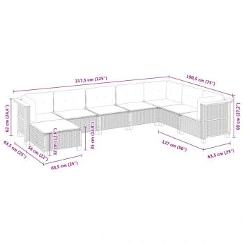 8-tlg. Garten-Sofagarnitur mit Kissen Grau Poly Rattan
